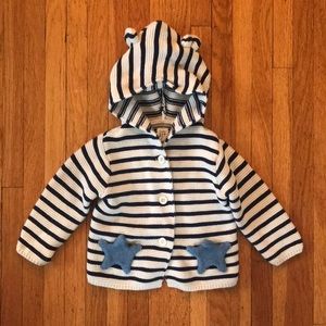 Baby Gap navy striped garter cardigan 6-12 mo